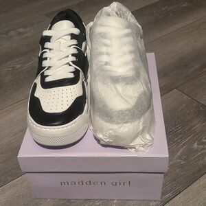 Madden Girl Black & White Platform Sneakers